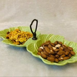 Vintage California Pottery Double Leaf Shaped Serving Dish